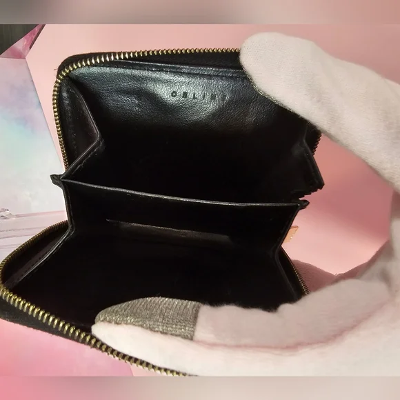 CELINE Vintage Macadam Coin Case Wallet Leather Black Brown - Picture 10 of 16